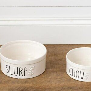 New Dog ceramic Feeding Bowls - Slurp and Chow